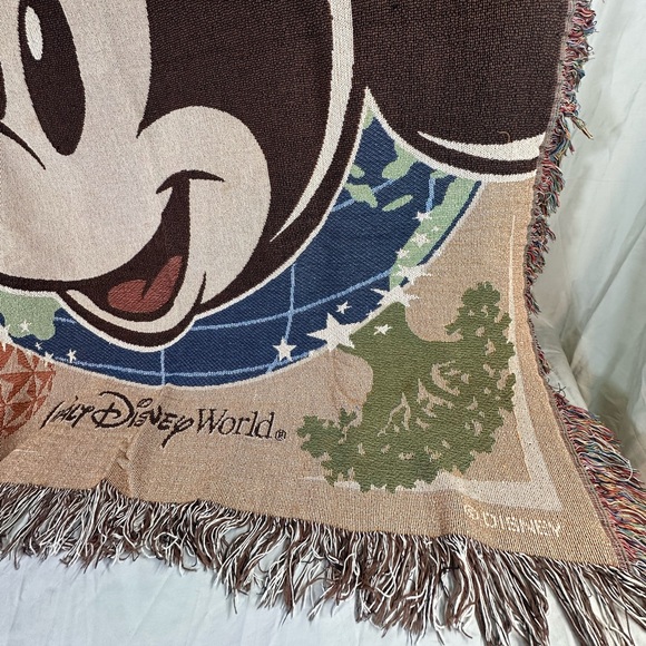 DISNEY PARKS Mickey Woven Tapestry Throw Blanket 51” x 59” Four Parks - Picture 7 of 8